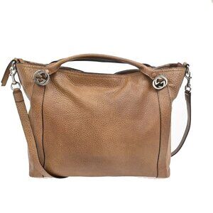 GUCCI Miss GG Hand Bag Pebbled Calfskin Leather Brown Beige SHW Italy 86ZA167